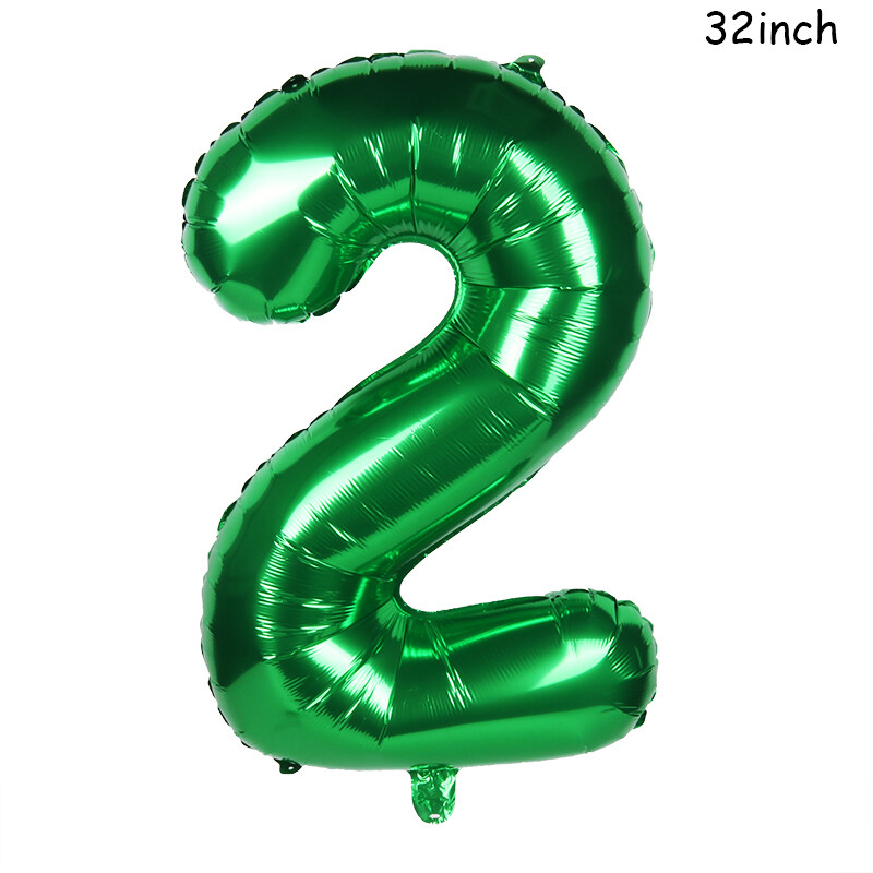 Baloane cu numere mari de 32 inch, verde închis, Jungle Safari, balon de zi de naștere, balon din folie pentru petrecere 0 1 2 3 4 5 6 7 8 9 bile globos