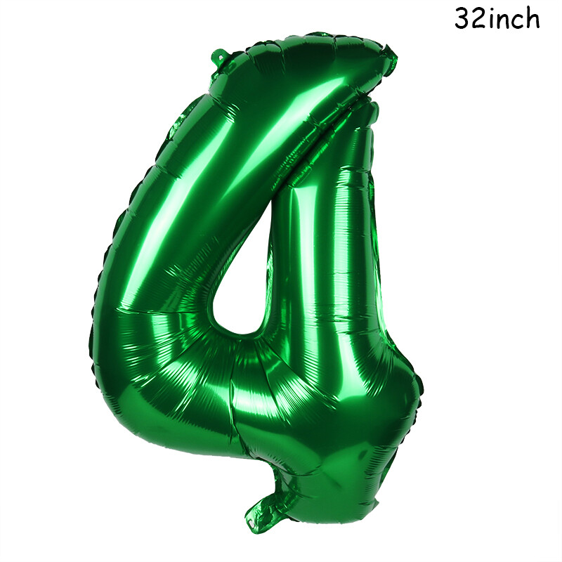 Baloane cu numere mari de 32 inch, verde închis, Jungle Safari, balon de zi de naștere, balon din folie pentru petrecere 0 1 2 3 4 5 6 7 8 9 bile globos