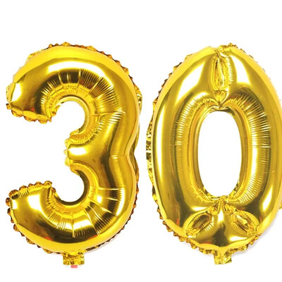 32 colių skaičius Figūrinis folijos balionai 10 20 30 40 50 60 70 80 90 metų Suaugusiųjų gimtadienio jubiliejaus dekoravimo oro balionas