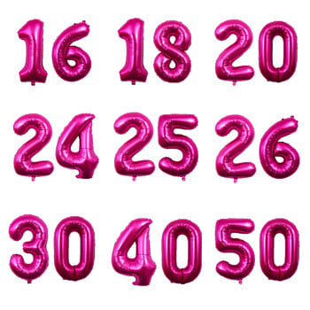 32 ιντσών Pink Rose Number Balloons Mylar Foil Number 16 18 20 21 24 25 26 30 40 50 Διακοσμήσεις για πάρτι γενεθλίων για κορίτσια με μπαλόνι ηλίου