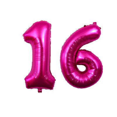 Baloane cu număr de trandafiri roz de 32 inch Număr din folie Mylar 16 18 20 21 24 25 26 30 40 50 Baloane cu heliu Decoratiuni pentru petrecerea de aniversare fete