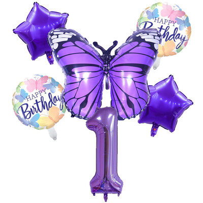 6 vnt purpurinių drugelių folijos balionų rinkinys 40 colių purpurinio numerio helio balionų gimtadienio šventės dekoracijos vaikams kūdikių dušai mergaitei