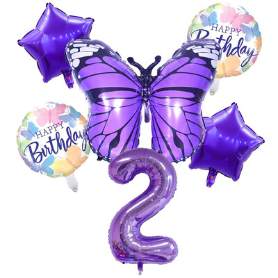 6 vnt purpurinių drugelių folijos balionų rinkinys 40 colių purpurinio numerio helio balionų gimtadienio šventės dekoracijos vaikams kūdikių dušai mergaitei