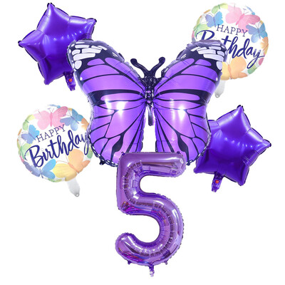 6 vnt purpurinių drugelių folijos balionų rinkinys 40 colių purpurinio numerio helio balionų gimtadienio šventės dekoracijos vaikams kūdikių dušai mergaitei