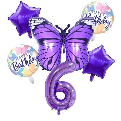 6 vnt purpurinių drugelių folijos balionų rinkinys 40 colių purpurinio numerio helio balionų gimtadienio šventės dekoracijos vaikams kūdikių dušai mergaitei