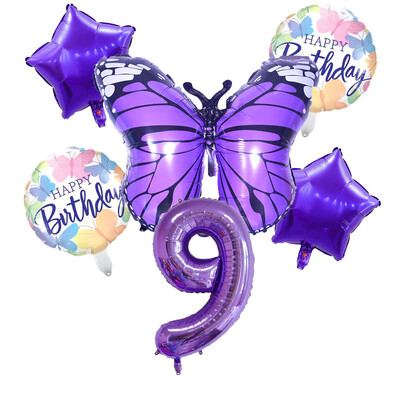 6 vnt purpurinių drugelių folijos balionų rinkinys 40 colių purpurinio numerio helio balionų gimtadienio šventės dekoracijos vaikams kūdikių dušai mergaitei