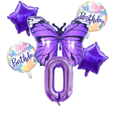 6 vnt purpurinių drugelių folijos balionų rinkinys 40 colių purpurinio numerio helio balionų gimtadienio šventės dekoracijos vaikams kūdikių dušai mergaitei