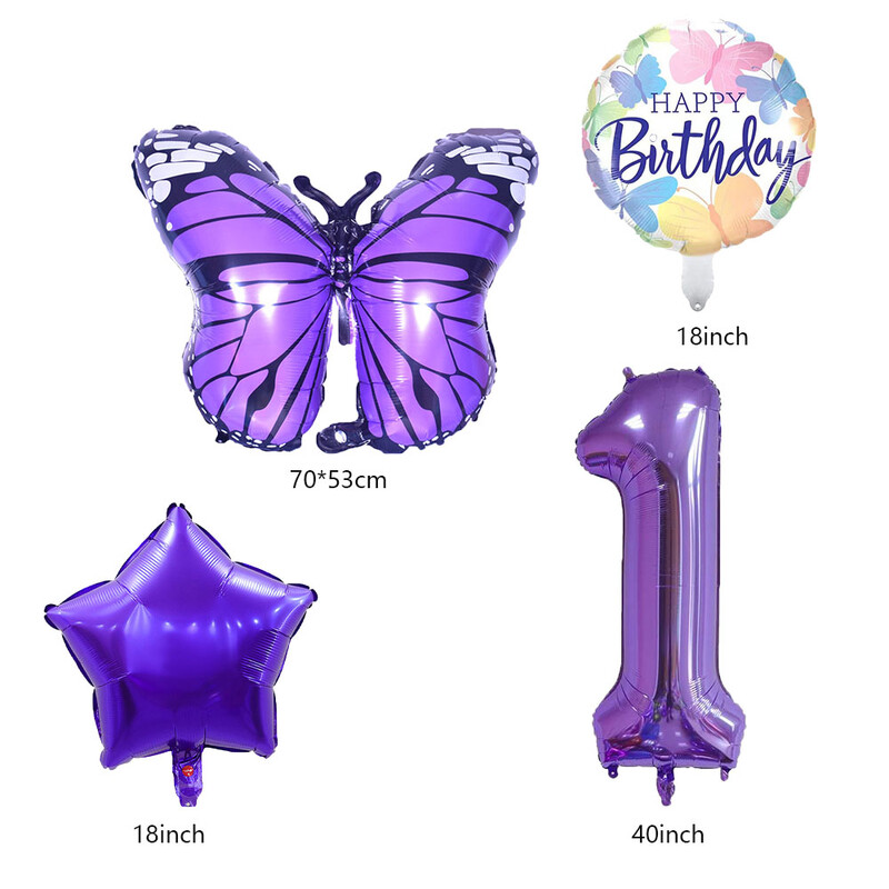 6 vnt purpurinių drugelių folijos balionų rinkinys 40 colių purpurinio numerio helio balionų gimtadienio šventės dekoracijos vaikams kūdikių dušai mergaitei
