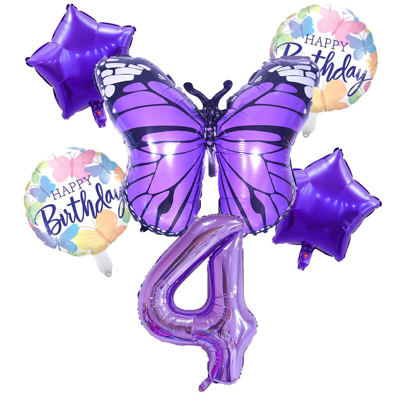 6 vnt purpurinių drugelių folijos balionų rinkinys 40 colių purpurinio numerio helio balionų gimtadienio šventės dekoracijos vaikams kūdikių dušai mergaitei