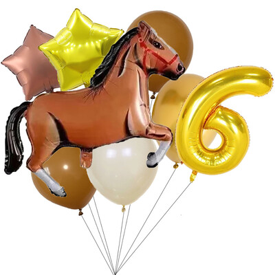 8-dielna sada balónov Balón v tvare koňa Alobalový balón s konskou tematikou Dekorácia na narodeninovú oslavu, bábätko, kovbojskú párty