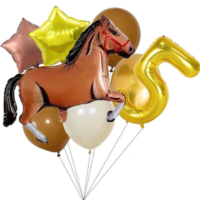 8-dielna sada balónov Balón v tvare koňa Alobalový balón s konskou tematikou Dekorácia na narodeninovú oslavu, bábätko, kovbojskú párty