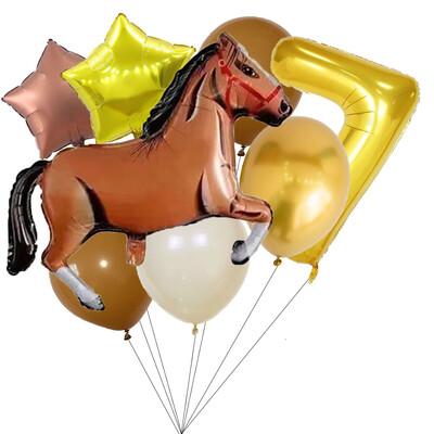 8-dielna sada balónov Balón v tvare koňa Alobalový balón s konskou tematikou Dekorácia na narodeninovú oslavu, bábätko, kovbojskú párty