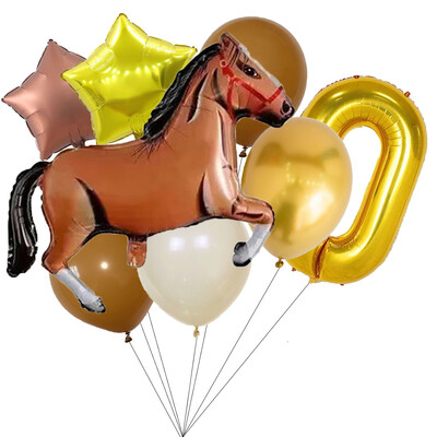 8-dielna sada balónov Balón v tvare koňa Alobalový balón s konskou tematikou Dekorácia na narodeninovú oslavu, bábätko, kovbojskú párty