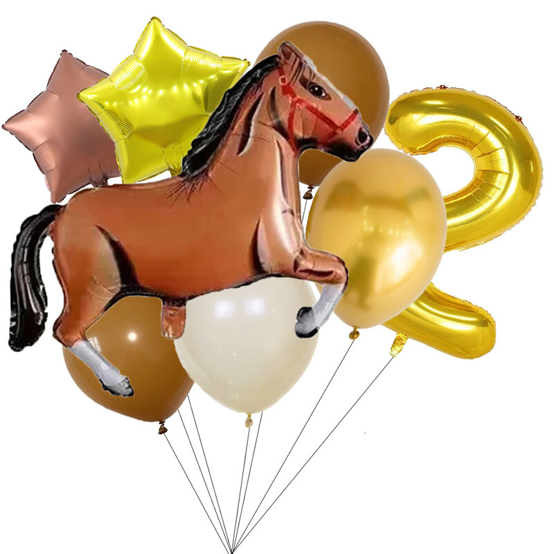 8-dielna sada balónov Balón v tvare koňa Alobalový balón s konskou tematikou Dekorácia na narodeninovú oslavu, bábätko, kovbojskú párty