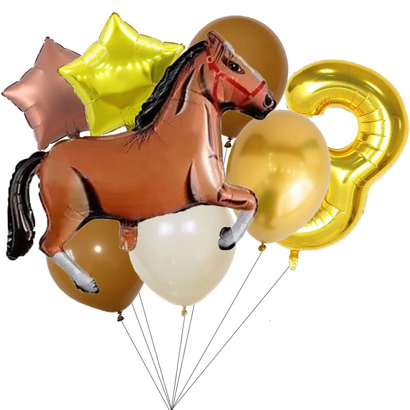8-dielna sada balónov Balón v tvare koňa Alobalový balón s konskou tematikou Dekorácia na narodeninovú oslavu, bábätko, kovbojskú párty