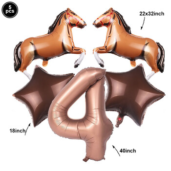 5 τμχ Σετ με άλογα μπαλόνια 30 ιντσών Μπαλόνια σε σχήμα αλόγου 40 ιντσών Αριθμός μπαλονιών Star Balloon Racing Horse Διακόσμηση πάρτι γενεθλίων