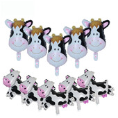 10db/tétel mini tehén léggömbök tehénfej fólia ballonok babazuhany dekorációk farm téma Anima születésnapi buli kellékek