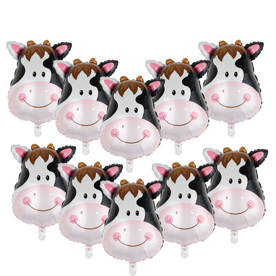 10db/tétel mini tehén léggömbök tehénfej fólia ballonok babazuhany dekorációk farm téma Anima születésnapi buli kellékek