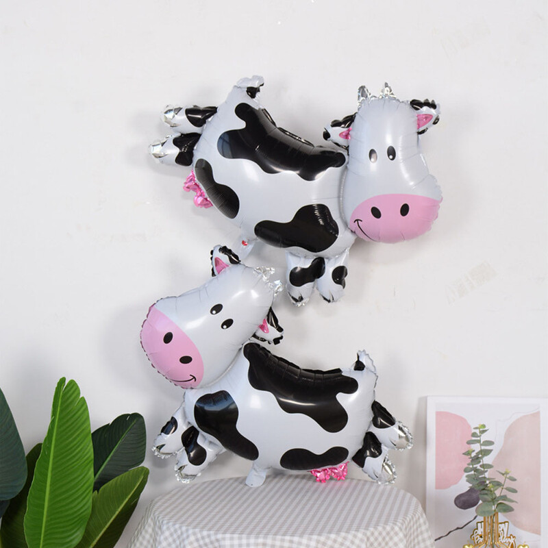 10db/tétel mini tehén léggömbök tehénfej fólia ballonok babazuhany dekorációk farm téma Anima születésnapi buli kellékek
