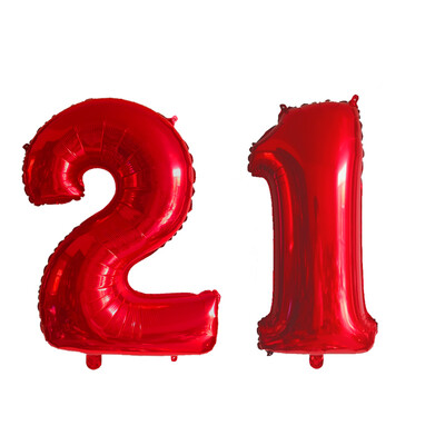 2 ks 32-palcový zlatý, strieborný, čierny, modrý, červený, héliový fóliový balón s číslom 16, 17, 18, 19, 20, 21, dekoračné potreby na narodeninovú párty