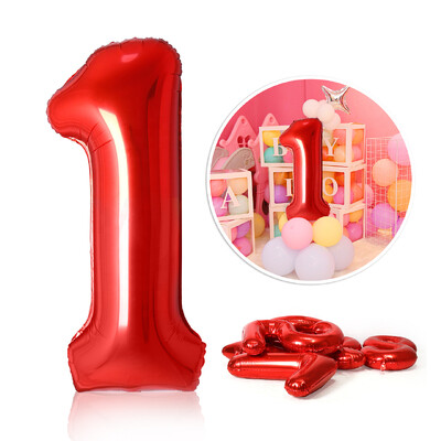 40 colių raudonos folijos balionai 0-9 numerių balionai su gimtadieniu Vestuvių vakarėlio dekoravimas Dušas Didelės figūrėlės Globos