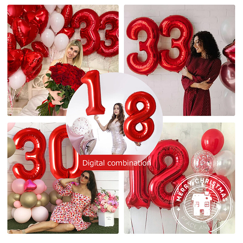 40 colių raudonos folijos balionai 0-9 numerių balionai su gimtadieniu Vestuvių vakarėlio dekoravimas Dušas Didelės figūrėlės Globos