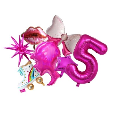 7 KOM ružičasto crveni brojevi 1-9 set balona od folije za djecu, djevojčice, rođendanska dekoracija Baby Shower, vjenčanje, princeza, lutka, pribor za zabavu