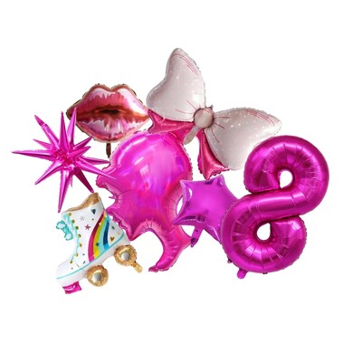 7 KOM ružičasto crveni brojevi 1-9 set balona od folije za djecu, djevojčice, rođendanska dekoracija Baby Shower, vjenčanje, princeza, lutka, pribor za zabavu