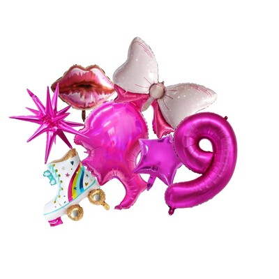 7 KOM ružičasto crveni brojevi 1-9 set balona od folije za djecu, djevojčice, rođendanska dekoracija Baby Shower, vjenčanje, princeza, lutka, pribor za zabavu