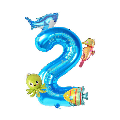 5 vnt Mini jūros gyvūnų balionų rinkinys 32 colių mėlynos spalvos balionų aštuonkojai jūrų arkliuko žuvies folijos balionai, skirti vaikų gimtadienio vakarėliams