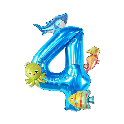 5 vnt Mini jūros gyvūnų balionų rinkinys 32 colių mėlynos spalvos balionų aštuonkojai jūrų arkliuko žuvies folijos balionai, skirti vaikų gimtadienio vakarėliams