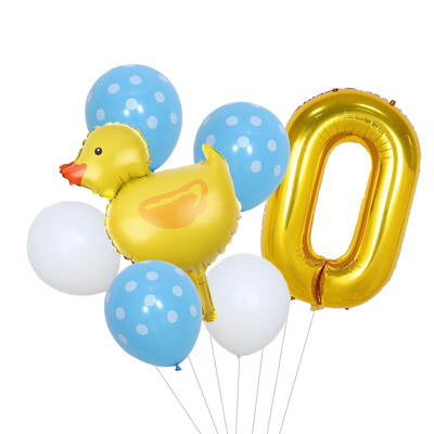 Set de 7 mini-baloane din folie de rață, 32 inch, cu număr de aur, pentru copii, pentru petrecerea de aniversare, pentru decorațiuni pentru baby shower.