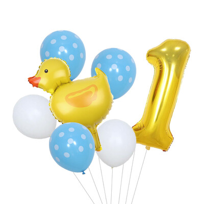 Set de 7 mini-baloane din folie de rață, 32 inch, cu număr de aur, pentru copii, pentru petrecerea de aniversare, pentru decorațiuni pentru baby shower.