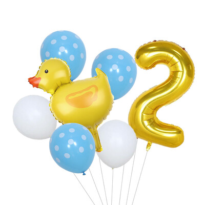 Set de 7 mini-baloane din folie de rață, 32 inch, cu număr de aur, pentru copii, pentru petrecerea de aniversare, pentru decorațiuni pentru baby shower.