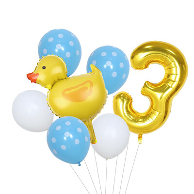 Set de 7 mini-baloane din folie de rață, 32 inch, cu număr de aur, pentru copii, pentru petrecerea de aniversare, pentru decorațiuni pentru baby shower.