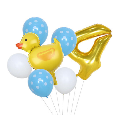 Set de 7 mini-baloane din folie de rață, 32 inch, cu număr de aur, pentru copii, pentru petrecerea de aniversare, pentru decorațiuni pentru baby shower.