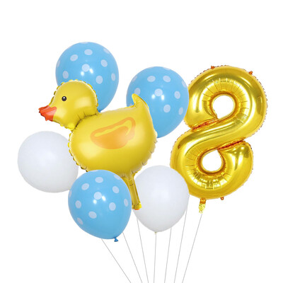 Set de 7 mini-baloane din folie de rață, 32 inch, cu număr de aur, pentru copii, pentru petrecerea de aniversare, pentru decorațiuni pentru baby shower.