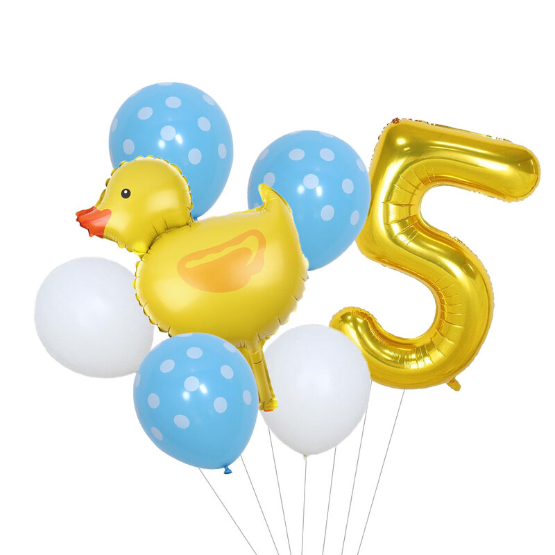 Set de 7 mini-baloane din folie de rață, 32 inch, cu număr de aur, pentru copii, pentru petrecerea de aniversare, pentru decorațiuni pentru baby shower.