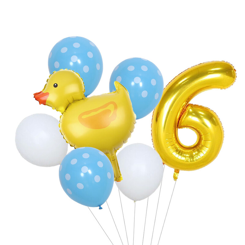 Set de 7 mini-baloane din folie de rață, 32 inch, cu număr de aur, pentru copii, pentru petrecerea de aniversare, pentru decorațiuni pentru baby shower.