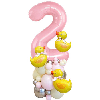 42 τμχ Mini Duck Balloon Arch Kit Garland 40 ιντσών Ροζ Χρώμα Αριθμός Ροζ λάτεξ Μπαλόνια για ντεκόρ για πάρτι γενεθλίων baby shower