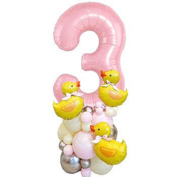 42 τμχ Mini Duck Balloon Arch Kit Garland 40 ιντσών Ροζ Χρώμα Αριθμός Ροζ λάτεξ Μπαλόνια για ντεκόρ για πάρτι γενεθλίων baby shower