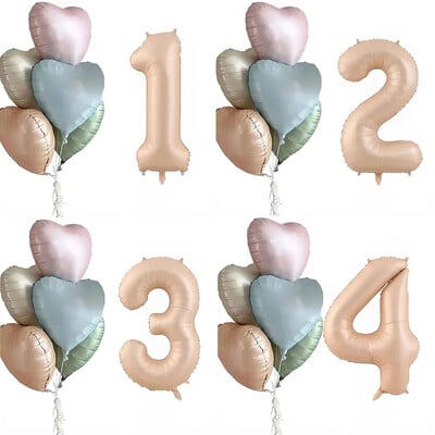 1 set de baloane cu inimă de caramel retro cu balon din folie cu număr de 32 inch pentru copii, petrecerea de 1 aniversare, articole de decorare pentru nuntă