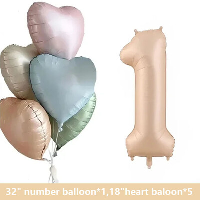 1 set de baloane cu inimă de caramel retro cu balon din folie cu număr de 32 inch pentru copii, petrecerea de 1 aniversare, articole de decorare pentru nuntă