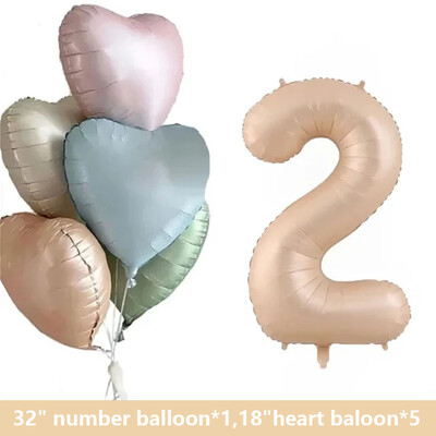 1 set de baloane cu inimă de caramel retro cu balon din folie cu număr de 32 inch pentru copii, petrecerea de 1 aniversare, articole de decorare pentru nuntă