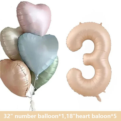 1 set de baloane cu inimă de caramel retro cu balon din folie cu număr de 32 inch pentru copii, petrecerea de 1 aniversare, articole de decorare pentru nuntă