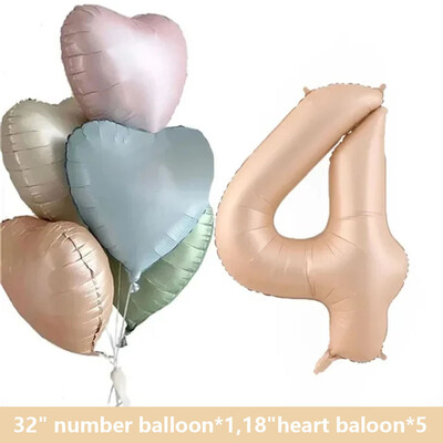 1 set de baloane cu inimă de caramel retro cu balon din folie cu număr de 32 inch pentru copii, petrecerea de 1 aniversare, articole de decorare pentru nuntă