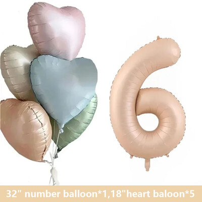 1 set de baloane cu inimă de caramel retro cu balon din folie cu număr de 32 inch pentru copii, petrecerea de 1 aniversare, articole de decorare pentru nuntă
