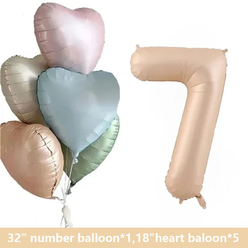 1 set de baloane cu inimă de caramel retro cu balon din folie cu număr de 32 inch pentru copii, petrecerea de 1 aniversare, articole de decorare pentru nuntă