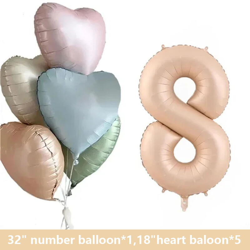 1 set de baloane cu inimă de caramel retro cu balon din folie cu număr de 32 inch pentru copii, petrecerea de 1 aniversare, articole de decorare pentru nuntă
