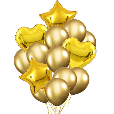 14/10db Arany Sliver Latex Szív Valentin Napi Lufi Fémes Nem Reveal Globos Baby Shower Esküvői Születésnapi Party Dekor